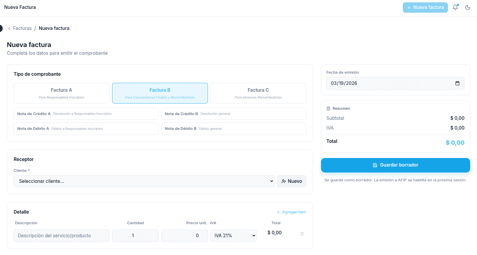 FactuNodo — Listado de facturas